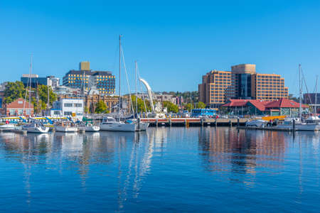 HOBART, AUSTRALIA, FEBRUARY 22, 2020: Marina in port of Hobart, Australiaの写真素材