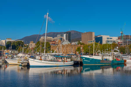 HOBART, AUSTRALIA, FEBRUARY 22, 2020: Constitution dock at port of Hobart in Australiaの写真素材
