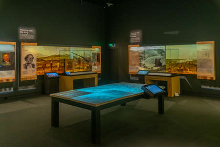 WAITANGI, NEW ZEALAND, FEBRUARY 18, 2020: Interior of Te Kongahu Museum of Waitangi at Waitangi treaty grounds in New Zealandのeditorial素材