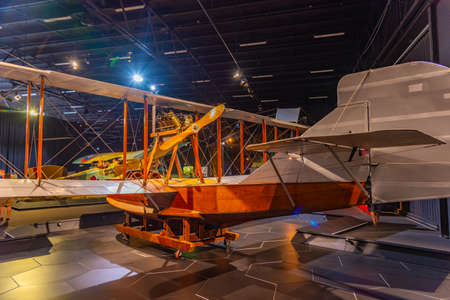 BLENHEIM, NEW ZEALAND, FEBRUARY 4, 2020: Curtiss MF Flying Boat at Omaka Aviation Heritage Centre in...