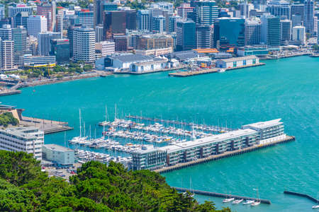 WELLINGTON, NEW ZEALAND, FEBRUARY 8, 2020: Aerial view of Wellington, New Zealandのeditorial素材