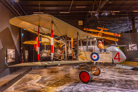 BLENHEIM, NEW ZEALAND, FEBRUARY 4, 2020: Military aircraft from WWI at Omaka Aviation Heritage Centre in Blenheim, New Zealandのeditorial素材