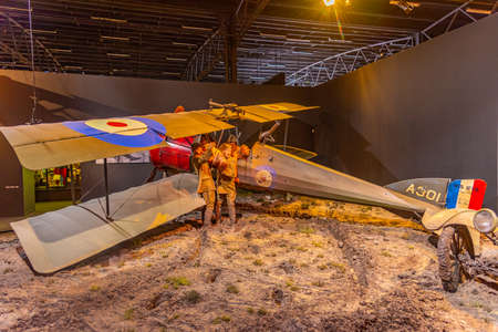 BLENHEIM, NEW ZEALAND, FEBRUARY 4, 2020: Military aircraft from WWI at Omaka Aviation Heritage Centre in Blenheim, New Zealandのeditorial素材