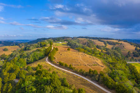 Aerial view of Ruapekapeka pa - ruins of a maori fortress in New Zealandのeditorial素材
