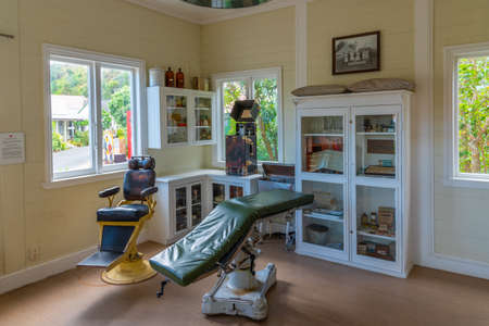 NELSON, NEW ZEALAND, FEBRUARY 5, 2020: Interior of a dental clinic at Founders Heritage Park at Nelson, New Zealandのeditorial素材