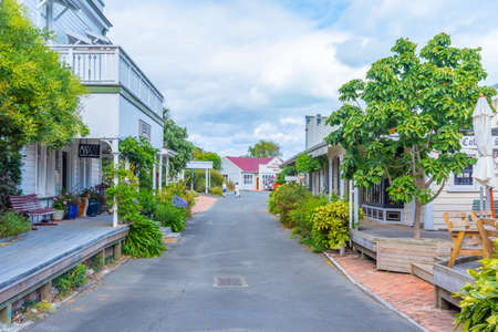 NELSON, NEW ZEALAND, FEBRUARY 5, 2020: Historial buildings at Founders Heritage Park at Nelson, New Zealandのeditorial素材