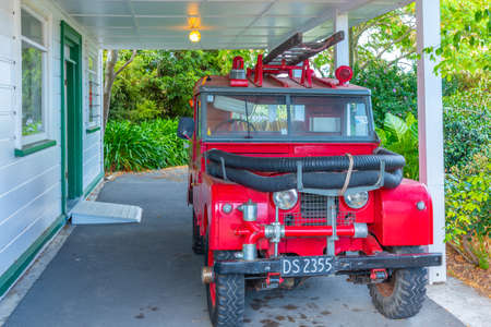 NELSON, NEW ZEALAND, FEBRUARY 5, 2020: Historial fire station at Founders Heritage Park at Nelson,...