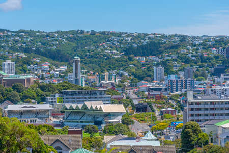 WELLINGTON, NEW ZEALAND, FEBRUARY 8, 2020: Aerial view of Dominion Museum Building and National War...