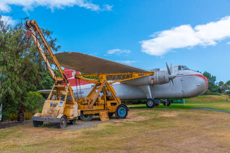 NELSON, NEW ZEALAND, FEBRUARY 5, 2020: Old plane displayed at Founders Heritage Park at Nelson, New Zealandのeditorial素材