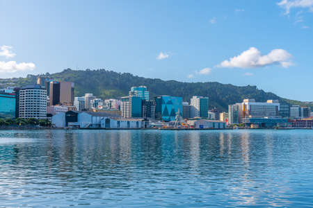 WELLINGTON, NEW ZEALAND, FEBRUARY 9, 2020: Waterfront of port in Wellington, New Zealandのeditorial素材