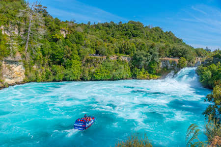 TAUPO, NEW ZEALAND, FEBRUARY 12, 2020: Huka falls near lake Taupo, New Zealandのeditorial素材