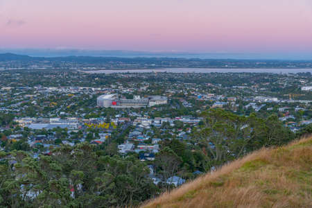 AUCKLAND, NEW ZEALAND, FEBRUARY 20, 2020: Aerial view of Eden park stadium in Auckland from Mount...