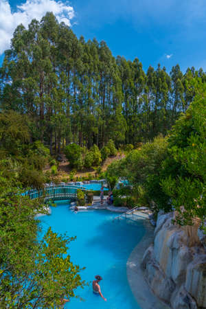 WAIRAKEI, NEW ZEALAND, FEBRUARY 12, 2020: People are enjoying a sunny day at Wairakei Terraces in New Zealandのeditorial素材