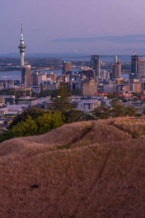 AUCKLAND, NEW ZEALAND, FEBRUARY 20, 2020: Sunrise view of Auckland from Mount Eden, New Zealandのeditorial素材
