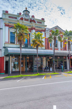 WHANGANUI, NEW ZEALAND, FEBRUARY 13, 2020: Historical buildings in the center of Whanganui, New Zealandのeditorial素材