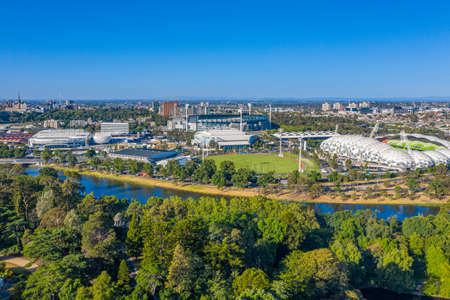 Aerial view of sport stadiums in Melbourne, Australiaのeditorial素材