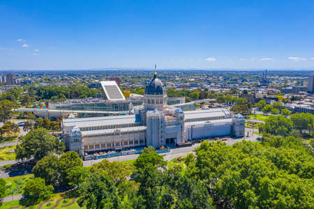 Aerial view of Royal Exhibition Building in Melbourne, Australiaのeditorial素材