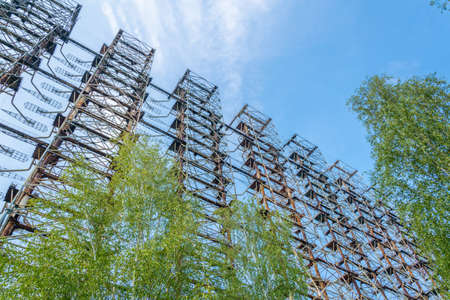 Steel construction of Radar Duga station in the Ukraineの写真素材