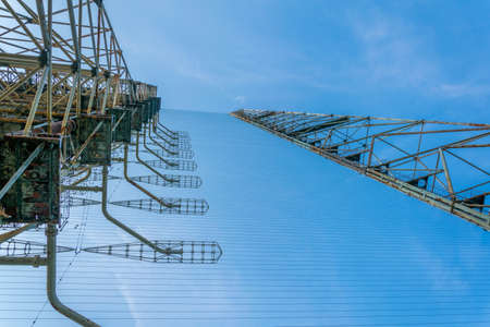 Steel construction of Radar Duga station in the Ukraineの写真素材