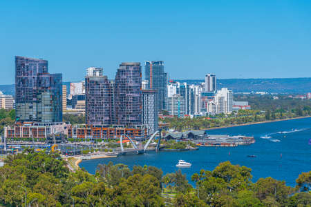 Skyline of Elizabeth quay in Perth, Australiaのeditorial素材