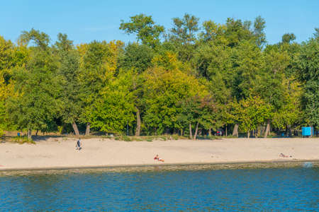 Beach at Trukhaniv island in Kiev, Ukraineの写真素材