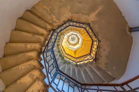 Spiral staircase at Volta Lighthouse near Como in Italyの写真素材