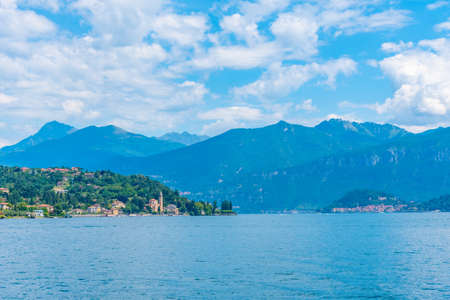 Tremezzo town and lake Como in Italyの写真素材