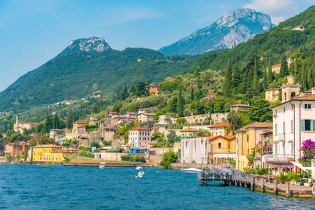 Lakeside promenade at Gargnano in Italyの写真素材