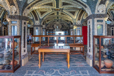 ISOLA BELLA, ITALY, JULY 25, 2019: Shell grotto of the Borromeo Palace on Isola Bella, Italyのeditorial素材