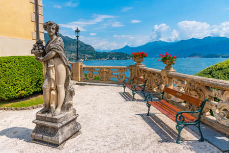 Patio of Villa del Balbianello at lake Como, Italyのeditorial素材