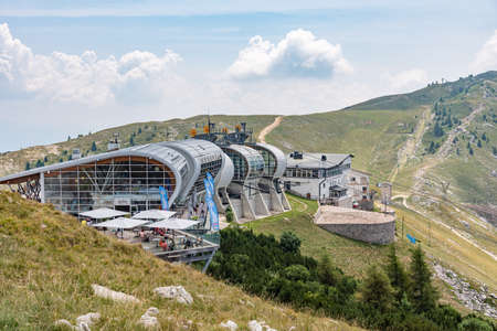 Cable car station at Monte Baldo near Malcesine, Italyの写真素材