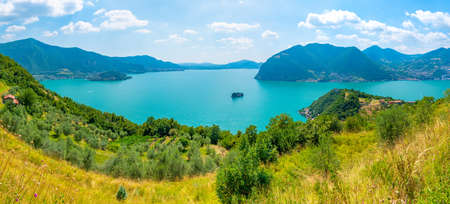 Landscape of lake Iseo in Italyの写真素材