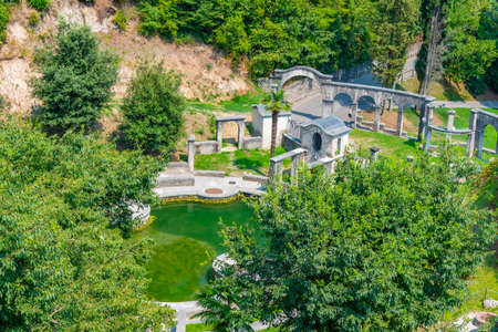 Fountain at Vittoriale degli italiani palace at Gardone Riviera in Italyの写真素材