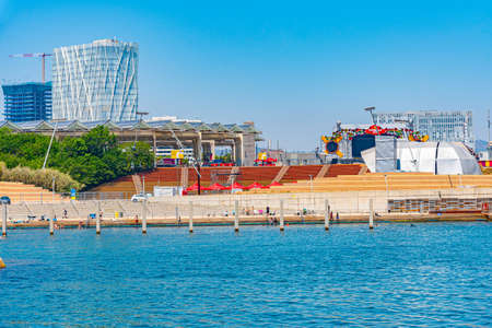 Seaside of port forum in Barcelona, Spain