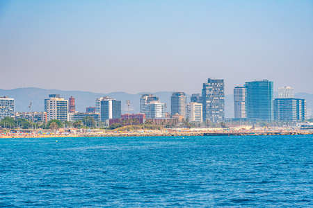 Seaside of port forum in Barcelona, Spainの写真素材