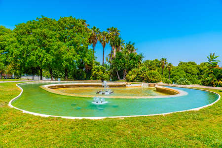 Fountain at Jardins del Mirador in Barcelona, Spainの写真素材