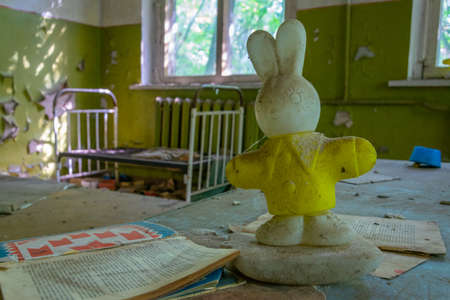 Plastic toy inside of kindergarten in Chernobyl exclusion zone in the Ukraineのeditorial素材