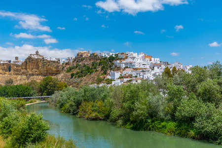 Arcos de la Frontera, one of famous pueblos blancos, in Spainの写真素材