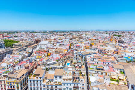 Downtown view of Sevilla with Metropolis Parasol and alamillo bridge, Spain