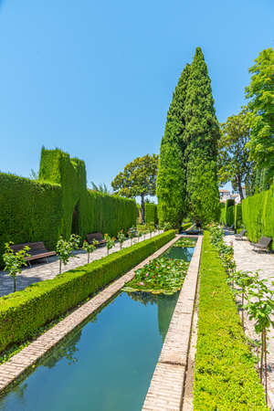 Jardines bajos at Generalife gardens in Granada, Spain