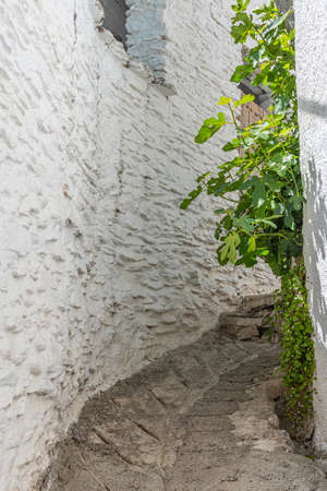 Typical white street of Capileira village in Spainの写真素材