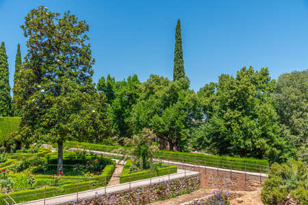 Jardines del Partal inside of the Alhambra Palace in Granada, Spainの写真素材