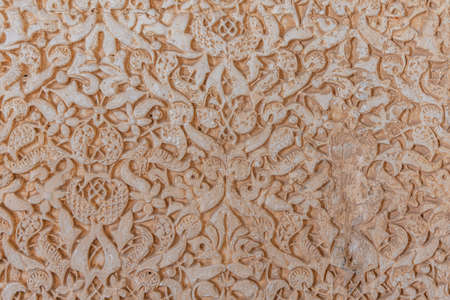 Ornaments inside of Alhambra palace in Granada, Spain