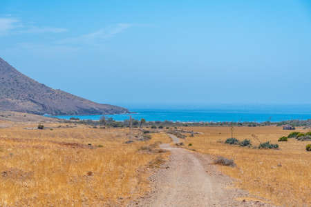 Playa de los Genoveses beach at Cabo de gata park in Spainの写真素材