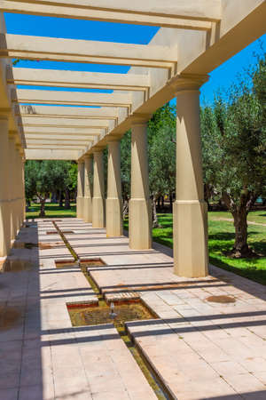 Arcade in jardins del turia gardens in Valencia, Spainの写真素材