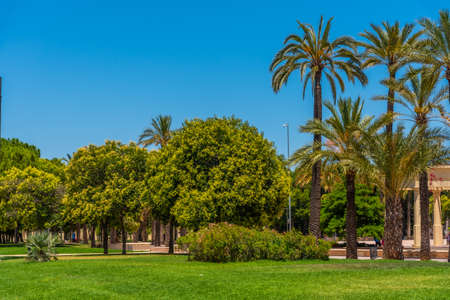 Park situated in former riverbed of river Turia in Valencia, Spainの写真素材