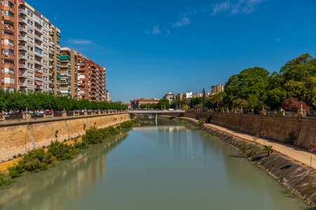 Riverside of river Segura in Murcia, Spainの写真素材