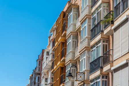 Colorful facades of houses in Cartagena, Spainの写真素材