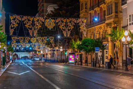 ALICANTE, SPAIN, JUNE 18, 2019: Nightlife in the streets of Alicante, Spain