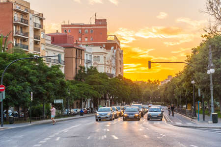VALENCIA, SPAIN, JUNE 17, 2019: Traffic in the center of Valencia, Spainの写真素材